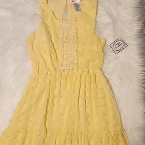 Girls Yellow Lace Spring/Summer Dress - Girls Size: 10